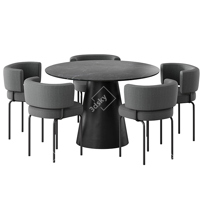 Modern Round Dining Chair Table Set 3D model image 4