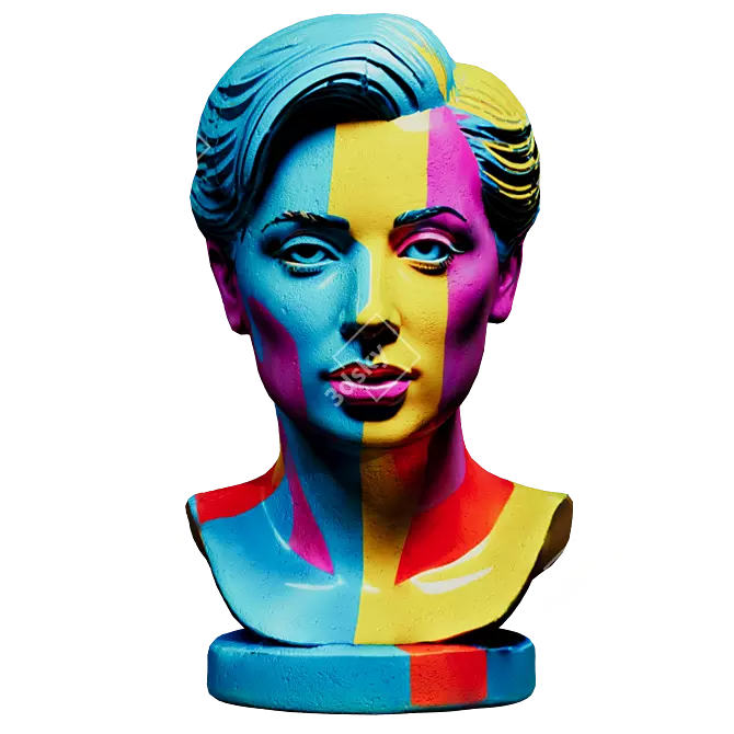 Pop Art Style Female Bust 3D model image 1