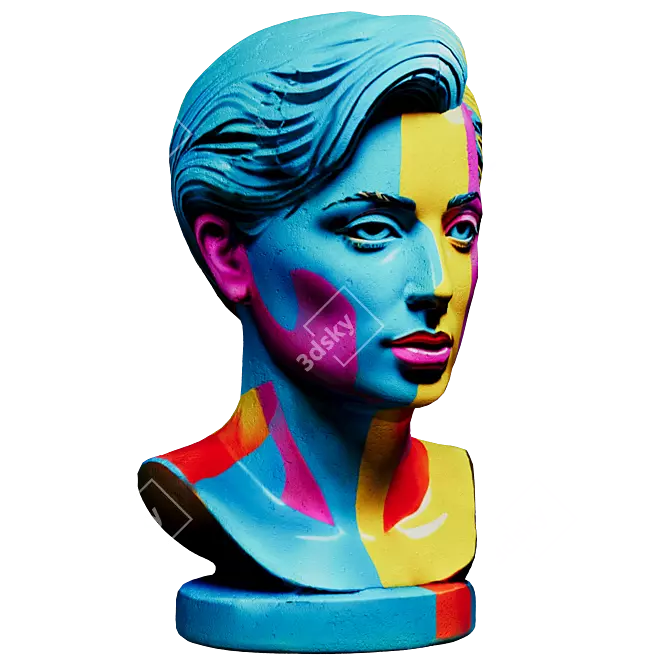 Pop Art Style Female Bust 3D model image 2