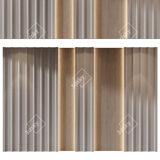 Modern Wood and Gypsum Panels 3D model image 2