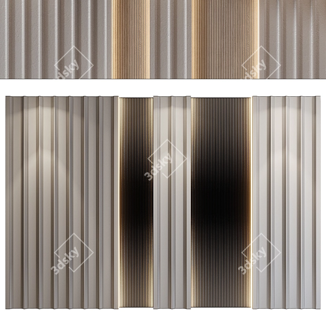 Modern Wood and Gypsum Panels 3D model image 3