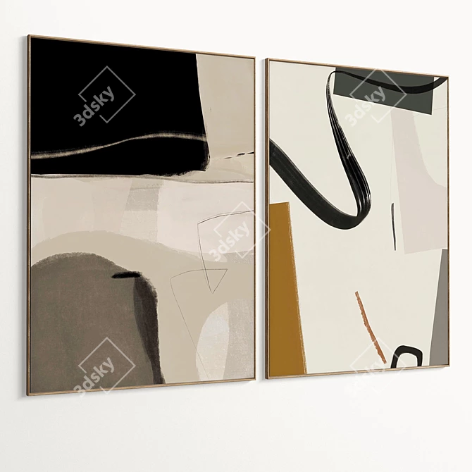 Plaster Dual Photo Frame Set 3D model image 2