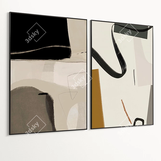 Plaster Dual Photo Frame Set 3D model image 5