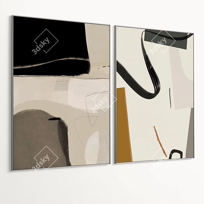 Plaster Dual Photo Frame Set 3D model image 6