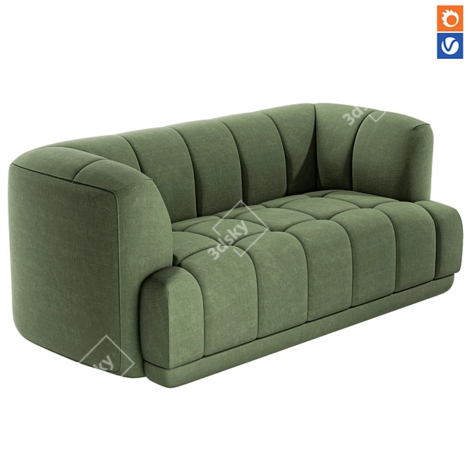 Multi-Texture Modular Quilton Sofa 3D model image 1