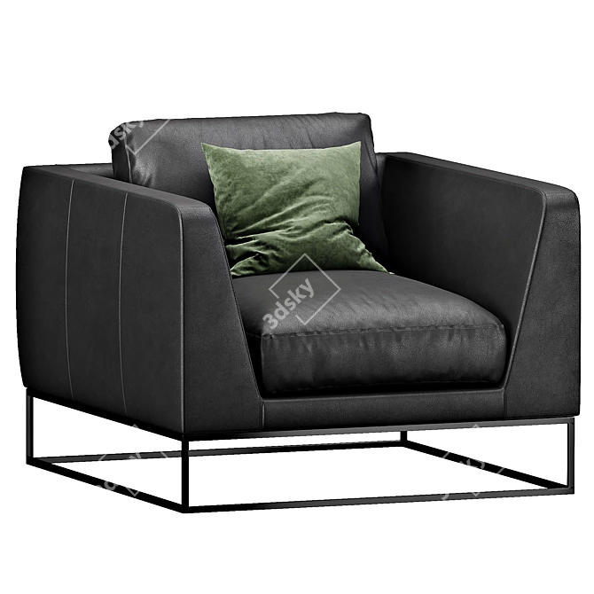 Crate&Barrel Delancey Leather Sofa 3D model image 2