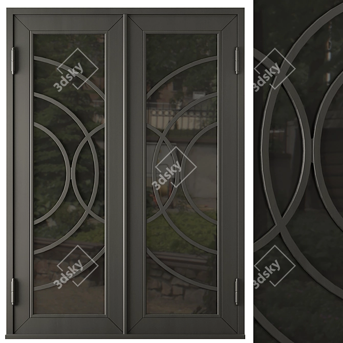 Modern Entrance Door Set 62 3D model image 1