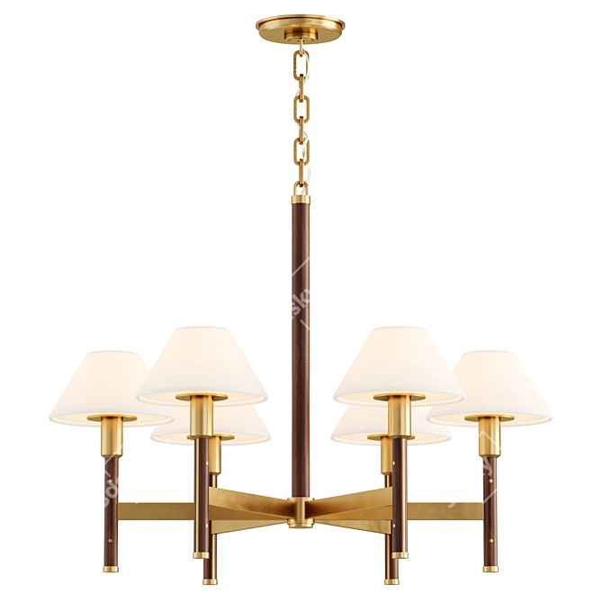 Riveted Wood Chandelier with Linen 3D model image 1