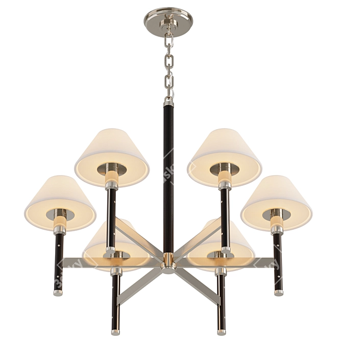 Riveted Wood Chandelier with Linen 3D model image 3