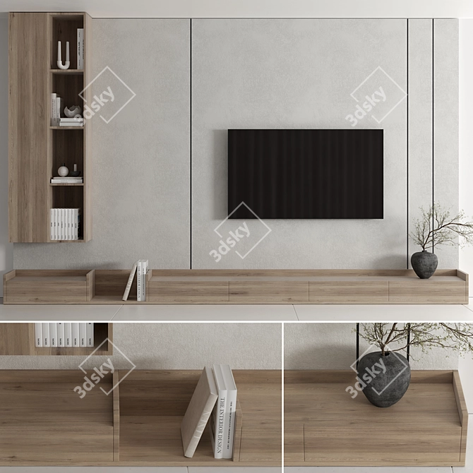 Minimalist 3D TV Wall Decor 3D model image 1