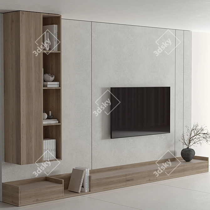 Minimalist 3D TV Wall Decor 3D model image 2