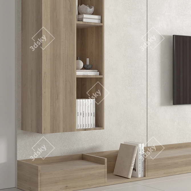 Minimalist 3D TV Wall Decor 3D model image 4