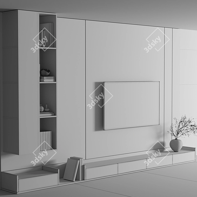 Minimalist 3D TV Wall Decor 3D model image 8