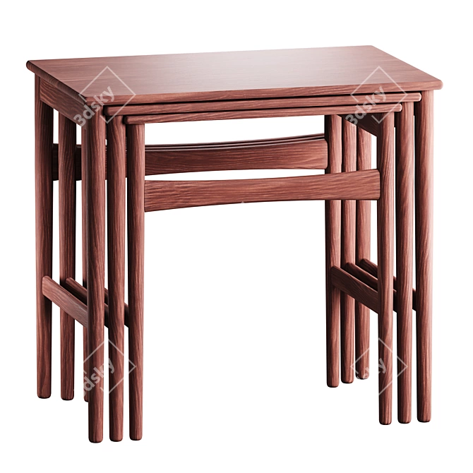  CH004 Oak Nesting Tables 3D model image 2