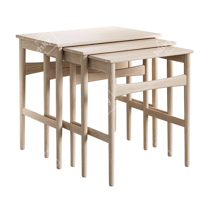  CH004 Oak Nesting Tables 3D model image 5