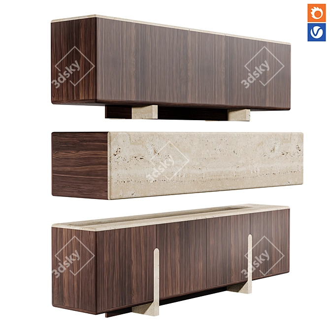 Elegant Roche Bobois PALATINE Sideboard 3D model image 1