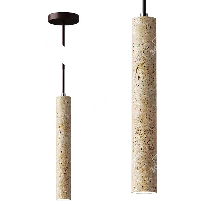 Mini Japanese Hanging Lamp in Wabi Sabi Style 3D model image 1