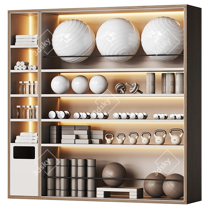 Sport Equipment Wall Rack Gym 3D model image 1