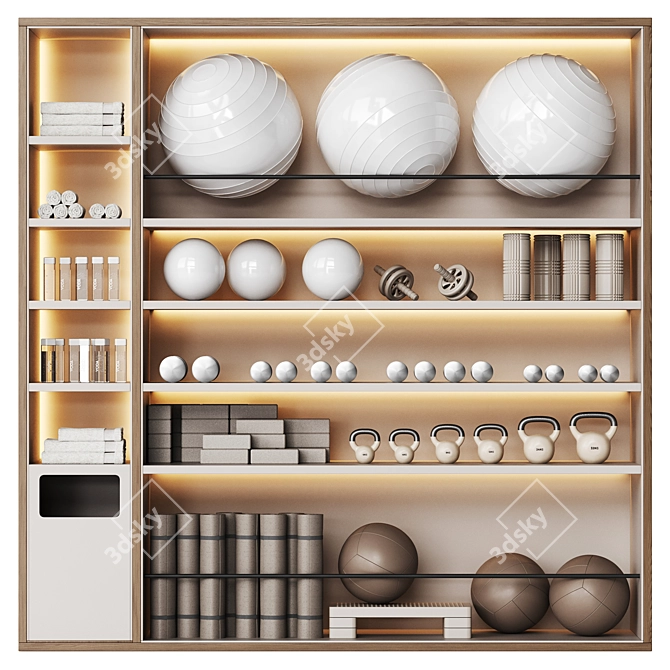 Sport Equipment Wall Rack Gym 3D model image 4