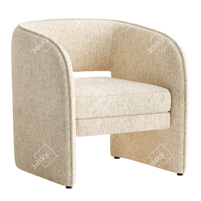 Elegant Curved Upholstered Chair 3D model image 4