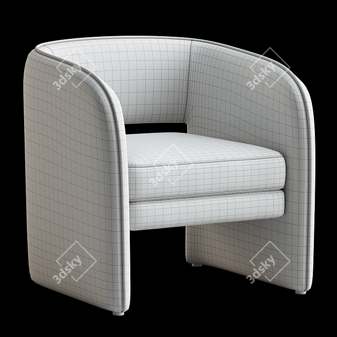 Elegant Curved Upholstered Chair 3D model image 5