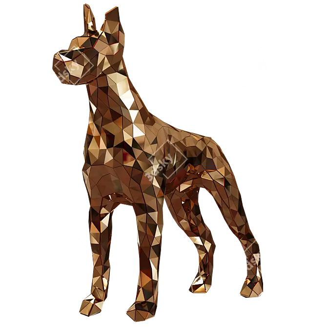 Decorative Doberman Dog Statue 3D model image 1