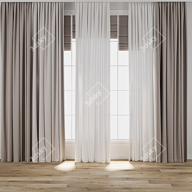 Textured 3D Curtain Model Bundle 3D model image 1