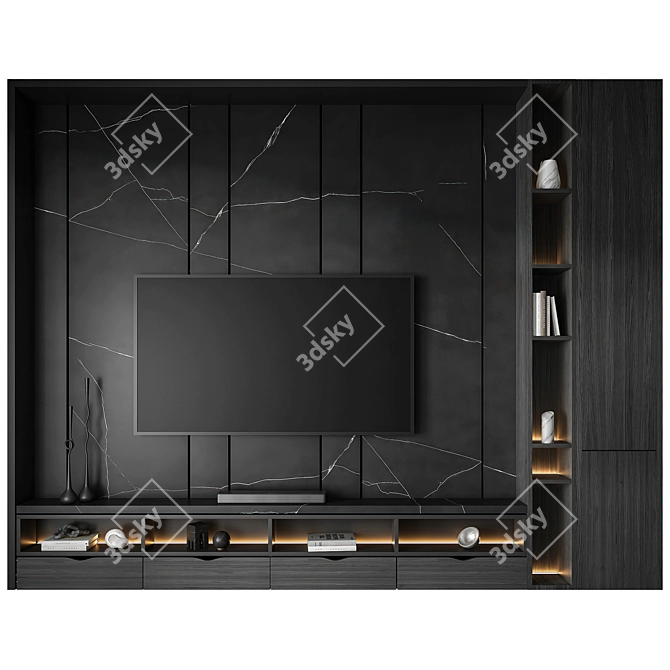 Modern TV Wall Set 24 3D model image 1