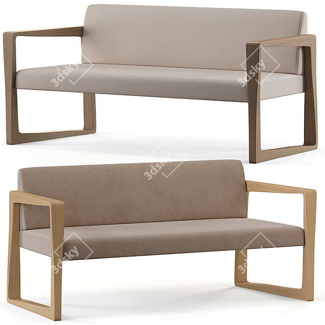 Modern Chic Two-Seat Sofa 3D model image 3