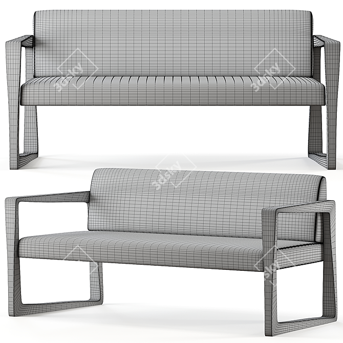 Modern Chic Two-Seat Sofa 3D model image 5