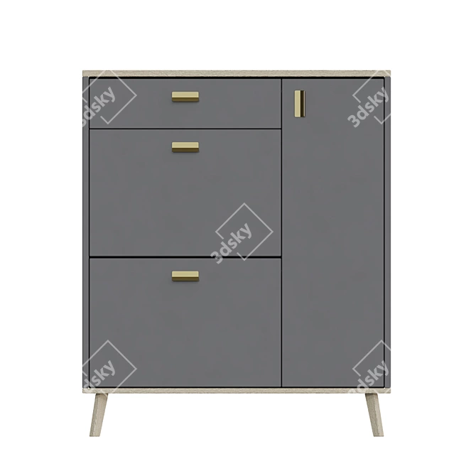 Nord Shoe Cabinet with Wood Legs 3D model image 2