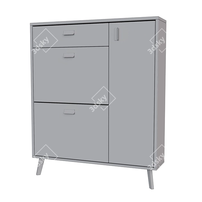 Nord Shoe Cabinet with Wood Legs 3D model image 4