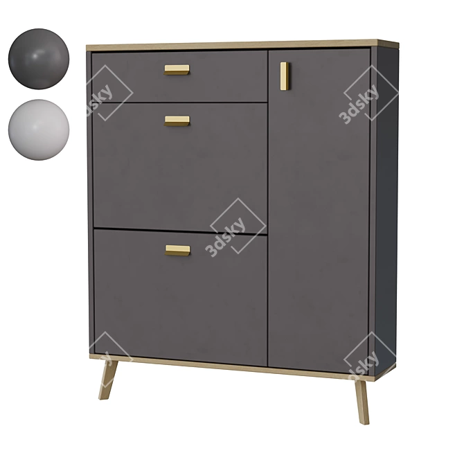 Nord Shoe Cabinet with Wood Legs 3D model image 5