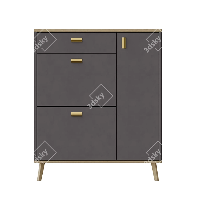 Nord Shoe Cabinet with Wood Legs 3D model image 6