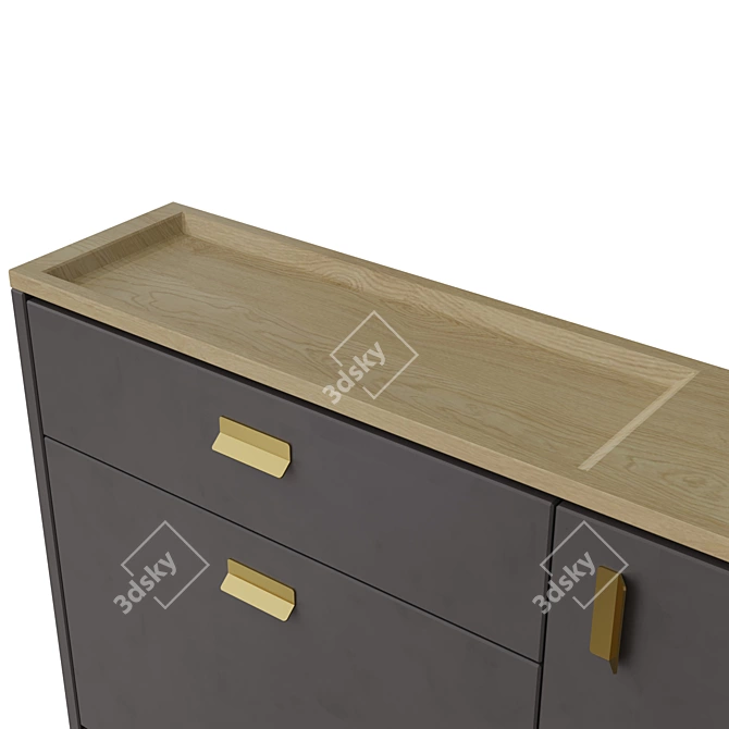 Nord Shoe Cabinet with Wood Legs 3D model image 7