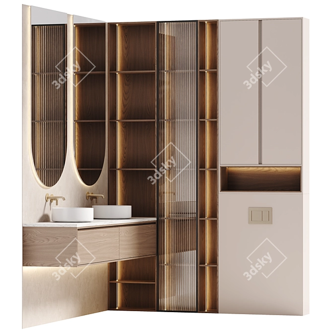 Corner Bathroom Furniture Set 07 3D model image 2