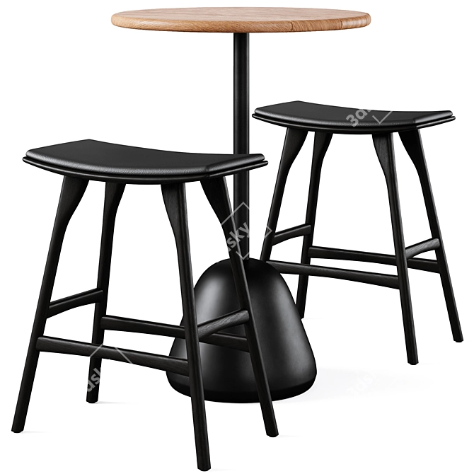 Elegant Bar Table & Stool 3D model image 1