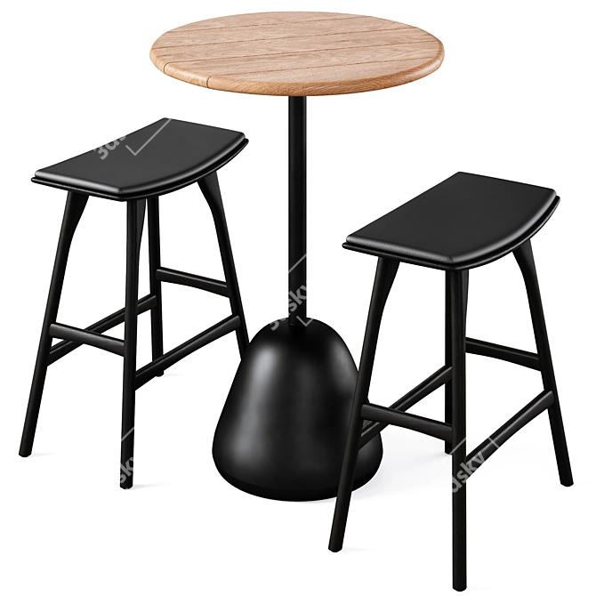 Elegant Bar Table & Stool 3D model image 4