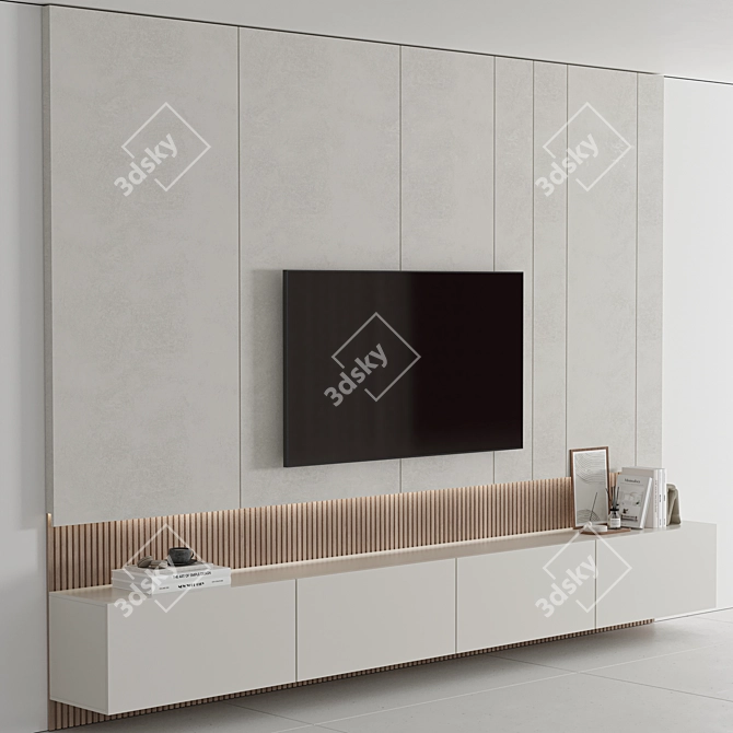 Modern Minimal TV Wall Decor 3D model image 2