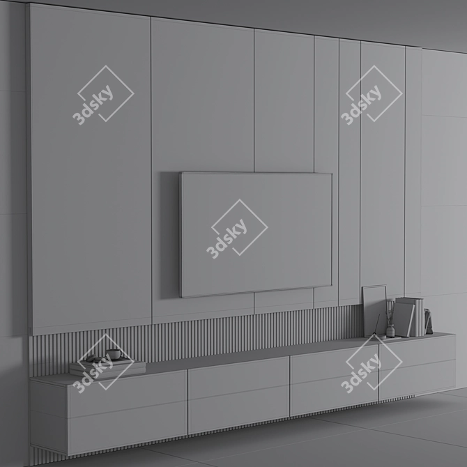 Modern Minimal TV Wall Decor 3D model image 5