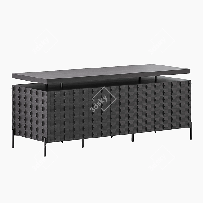 Elegant Carved Black Writing Desk 3D model image 1