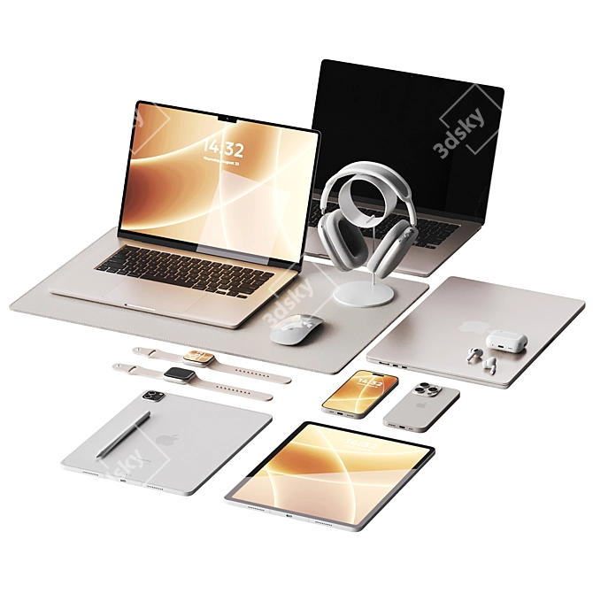 Apple Office Equipment Set 3D model image 1