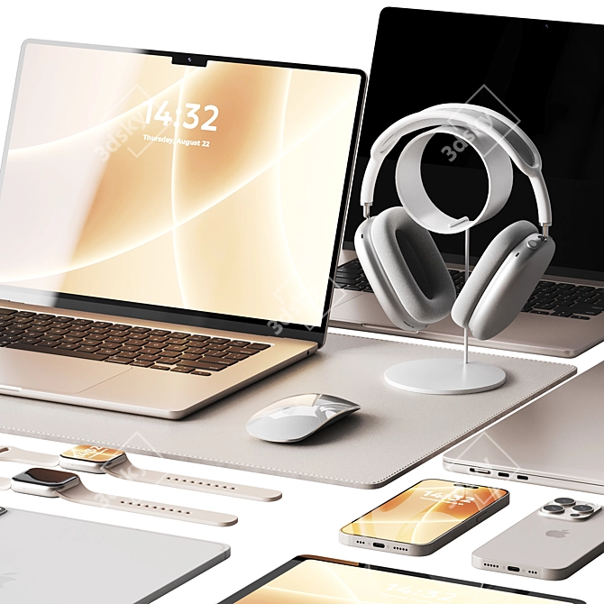 Apple Office Equipment Set 3D model image 2