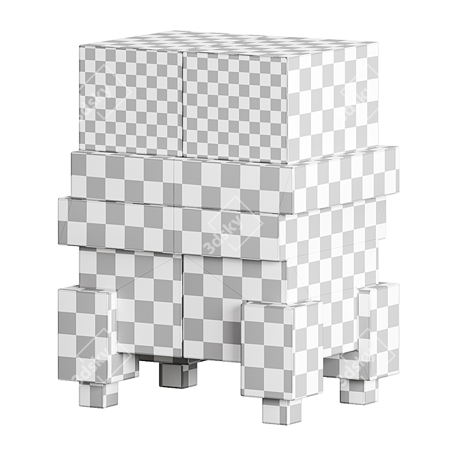 Artisanal Modern Walnut Bedside Table 3D model image 5