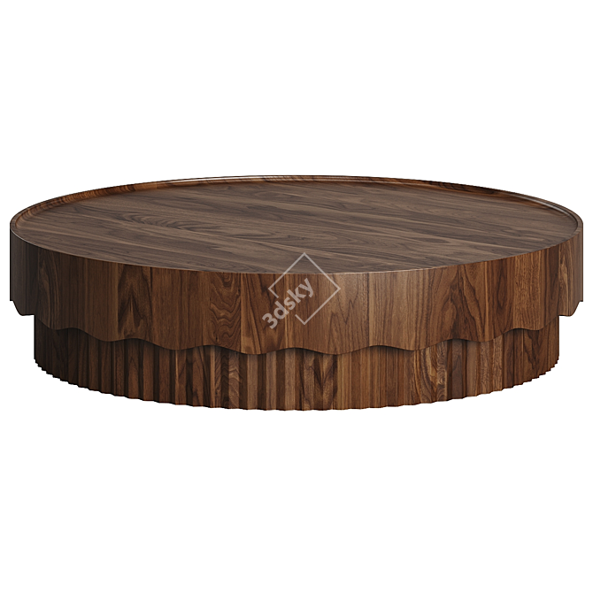 Modern Walnut Travertine Coffee Table 3D model image 2