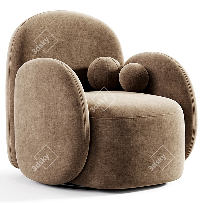 Elegant Teop Swivel Chair Beige 3D model image 2