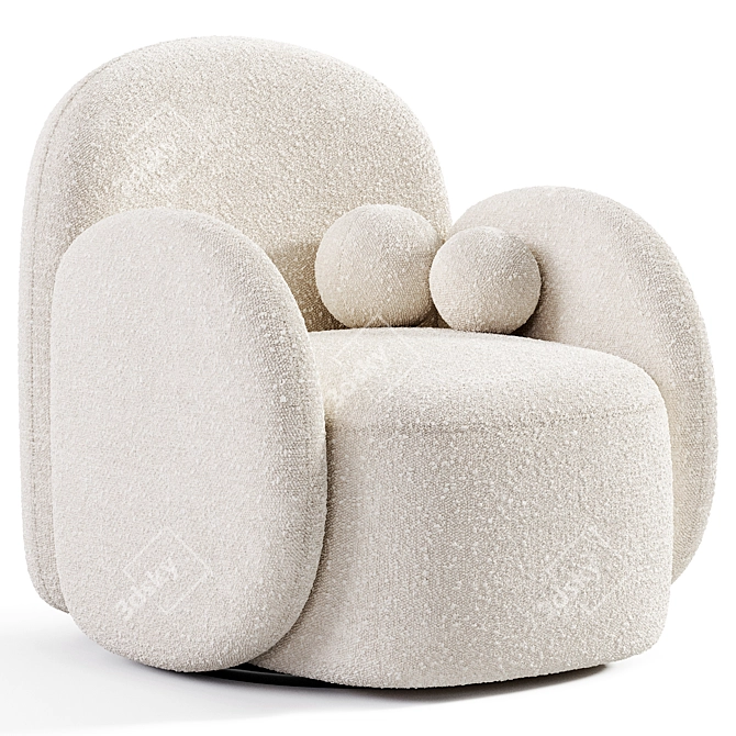 Elegant Teop Swivel Chair Beige 3D model image 3