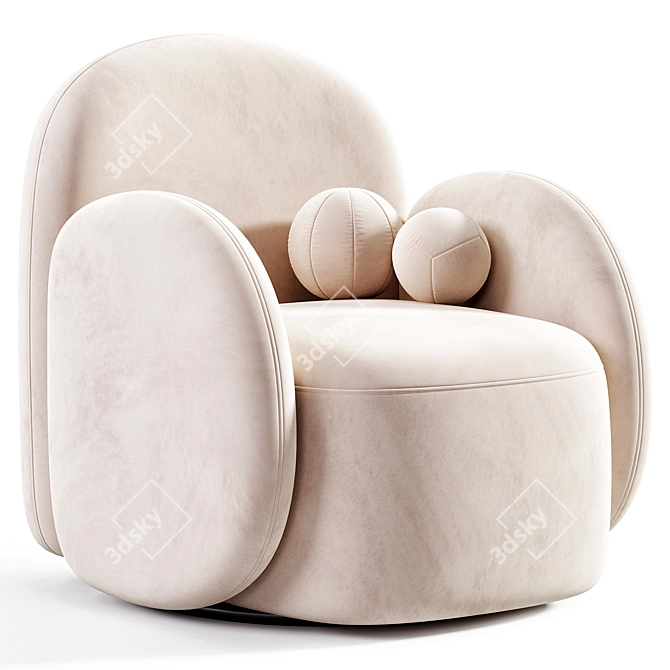 Elegant Teop Swivel Chair Beige 3D model image 4