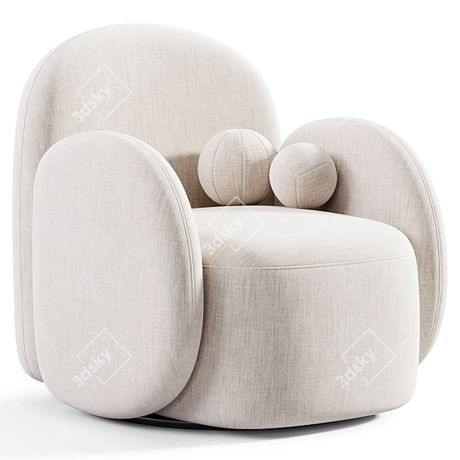 Elegant Teop Swivel Chair Beige 3D model image 5