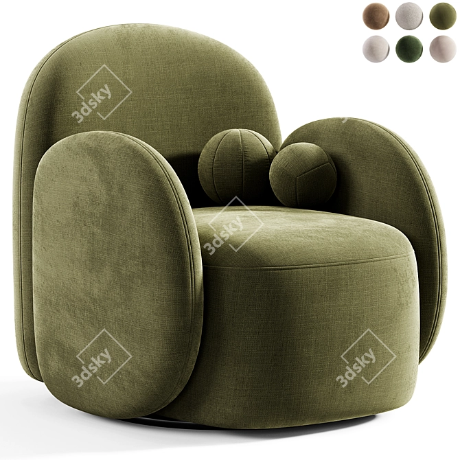 Elegant Teop Swivel Chair Beige 3D model image 6